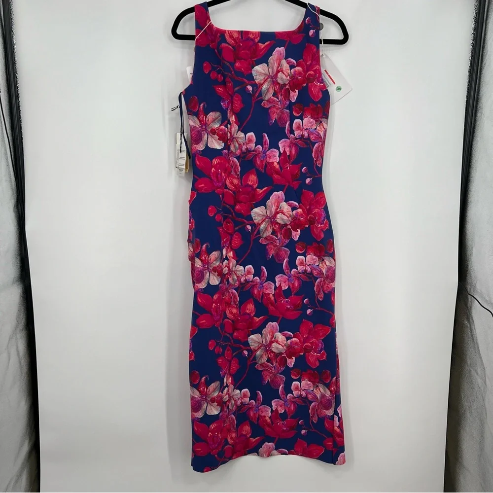 NWT Chiara Boni Sleeveless Bodycon Knee Wedding Mini Dress Cocktail Floral 48 12 - Picture 7 of 10